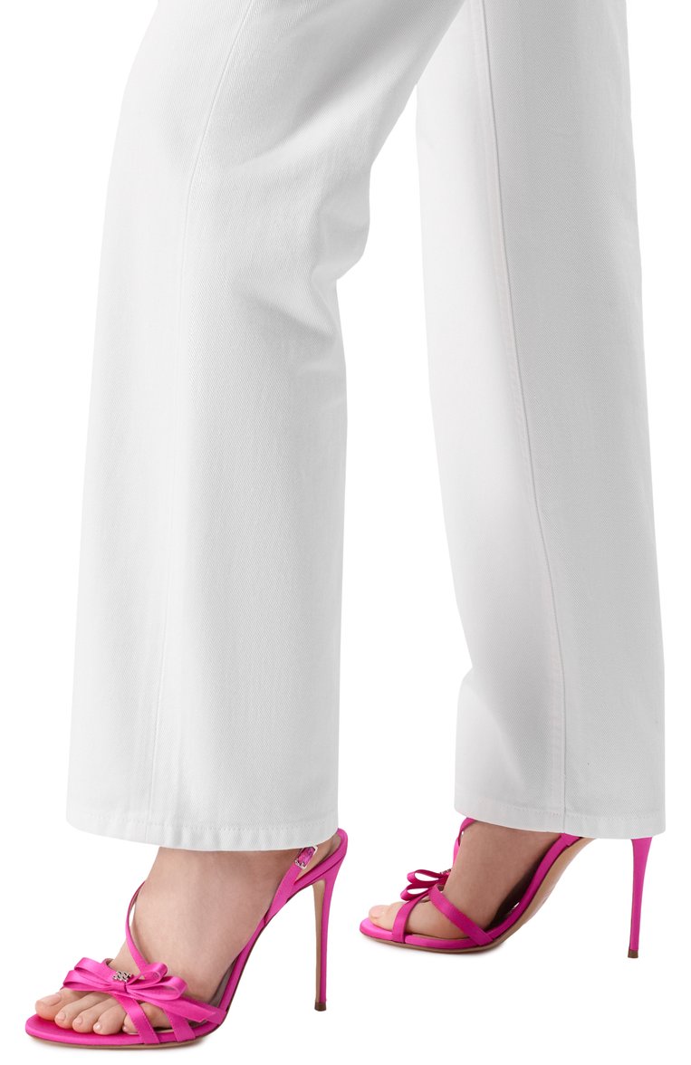 Женские текстильные босоножки julia girly 100 CASADEI розового цвета, арт. 1L300J1001/T0505 | Фото 3 (Материал внешний: Текстиль; Подошва: Плоская; Каблук высота: Высокий; Материал внутренний: Натуральная кожа; Каблук тип: Шпилька)