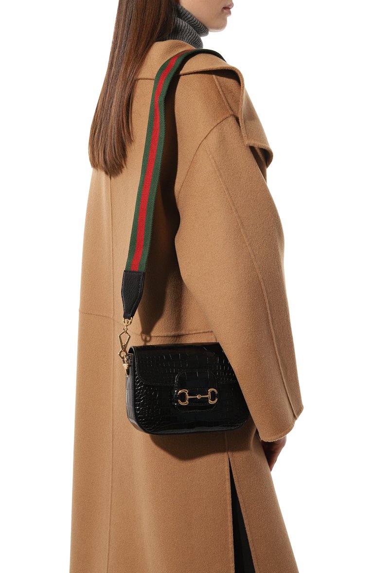 Женская сумка gucci horsebit 1955 GUCCI черного цвета, арт. 658574 EV4CG | Фото 2 (Материал: Экзотическая кожа, Натуральная кожа; Размер: mini; Ремень/цепочка: На ремешке; Сумки-технические: Сумки через плечо; Нос: Не проставлено; Автоматизация ТО: Проставлено; Автоматизация состава: Проставлено)