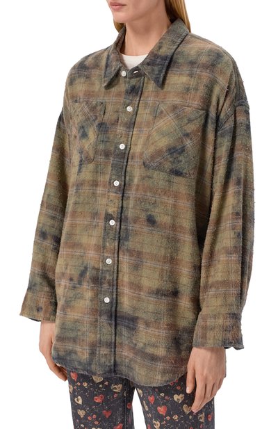 Хлопковая рубашка R13 хаки цвета по цене 69950 руб., арт. R13WR015-R656B_001, фото 3 Хлопковая рубашка R13, арт. R13WR015-R656B_001, фото 3