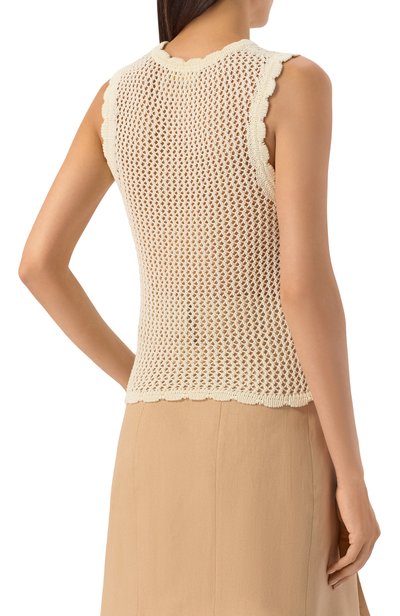 Хлопковый топ ELIE SAAB кремового цвета по цене 113500 руб., арт. T0308NBC26/CK024, фото 4 Хлопковый топ ELIE SAAB, арт. T0308NBC26/CK024, фото 4