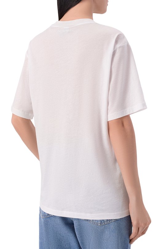 Хлопковая футболка Emporio Armani EW004391/AF24695 Белый  EW004391/AF24695 Фото 4