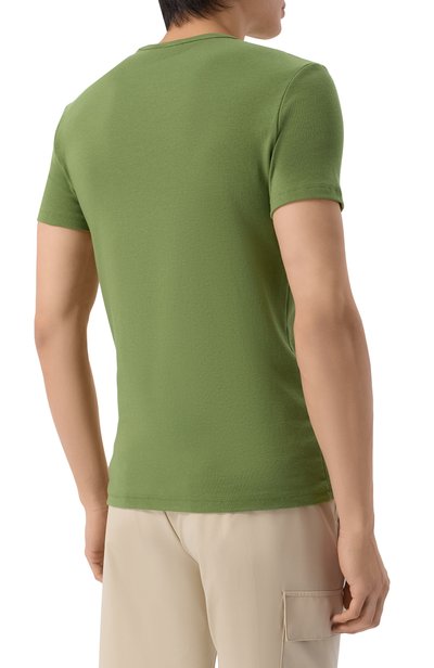 Хлопковая футболка KITON хаки цвета по цене 39950 руб., арт. UNWM008K0263L, фото 4 Хлопковая футболка KITON, арт. UNWM008K0263L, фото 4
