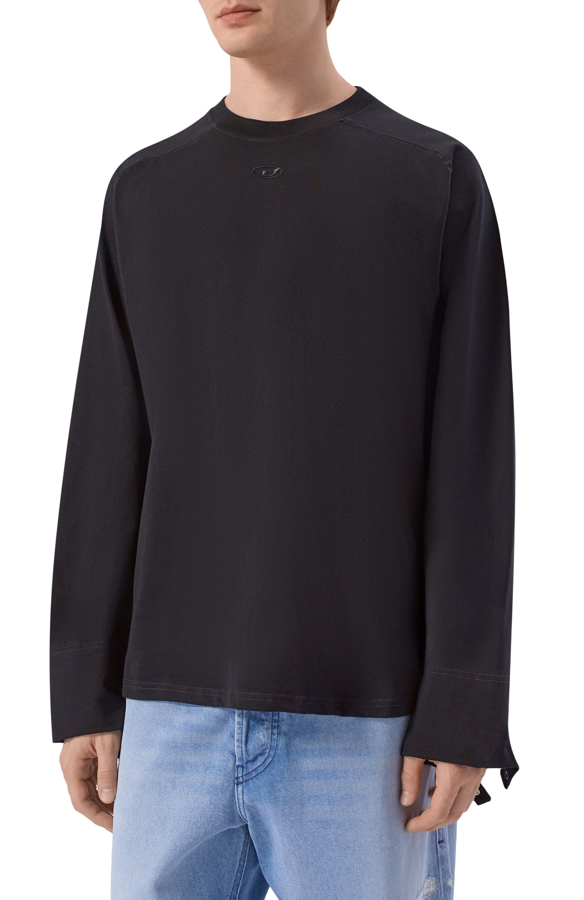 Хлопковый лонгслив DIESEL черного цвета по цене 23200 руб., арт. A22982/0DECG, фото 3 Хлопковый лонгслив DIESEL, арт. A22982/0DECG, фото 3