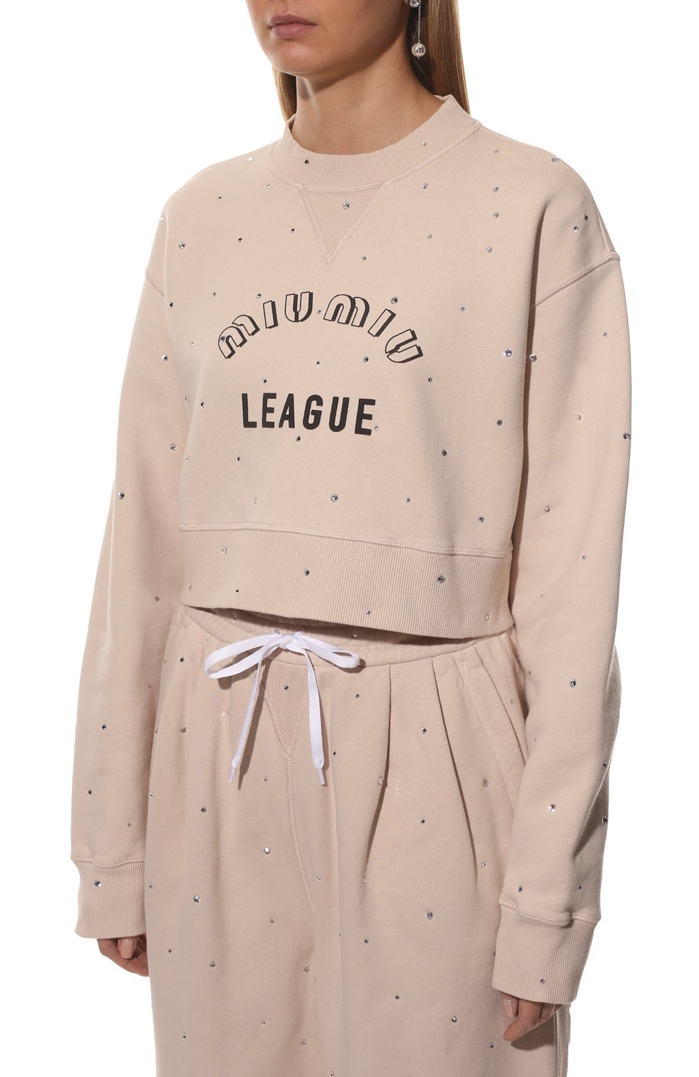 Хлопковый свитшот MIU MIU, арт. MJL802-1ZFR-F0036, фото 3