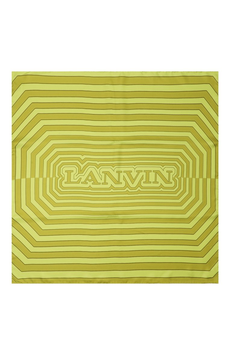Женский шелковый платок LANVIN салатового цвета, арт. 6L9090/SR554/ | Фото 5 (Нос: Не проставлено; Материал: Текстиль, Шелк; Принт: С принтом)