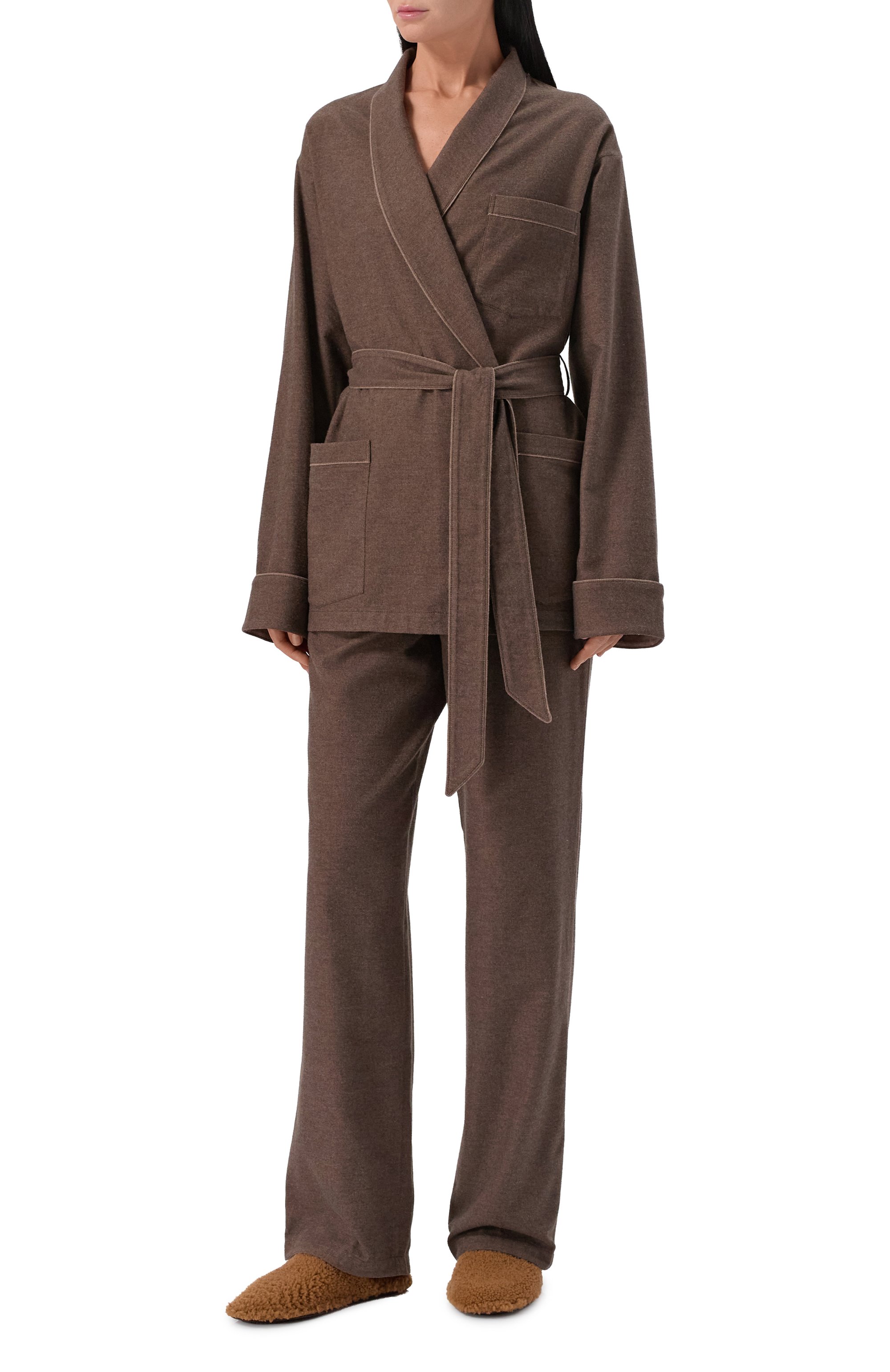 Хлопковые брюки EDOMO коричневого цвета по цене 31900 руб., арт. T006023NY26W, фото 2 Хлопковые брюки EDOMO, арт. T006023NY26W, фото 2