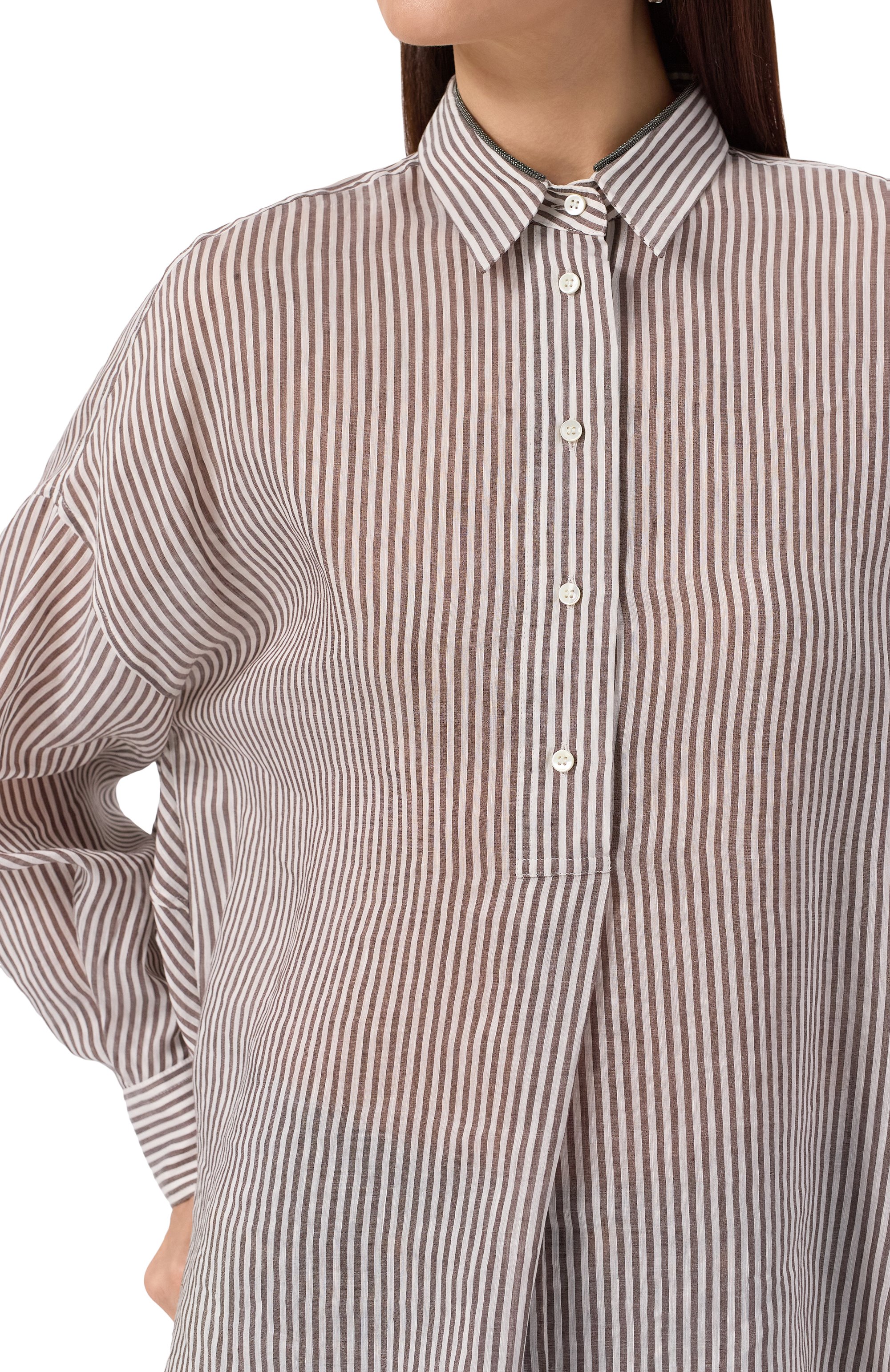 Рубашка изо льна и шелка BRUNELLO CUCINELLI, арт. MH756NL405, фото 5