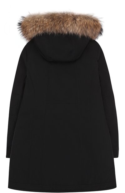 Пуховое пальто с капюшоном и меховой отделкой MONCLER ENFANT, арт. C2-954-49363-20-57136/12-14A, фото 2