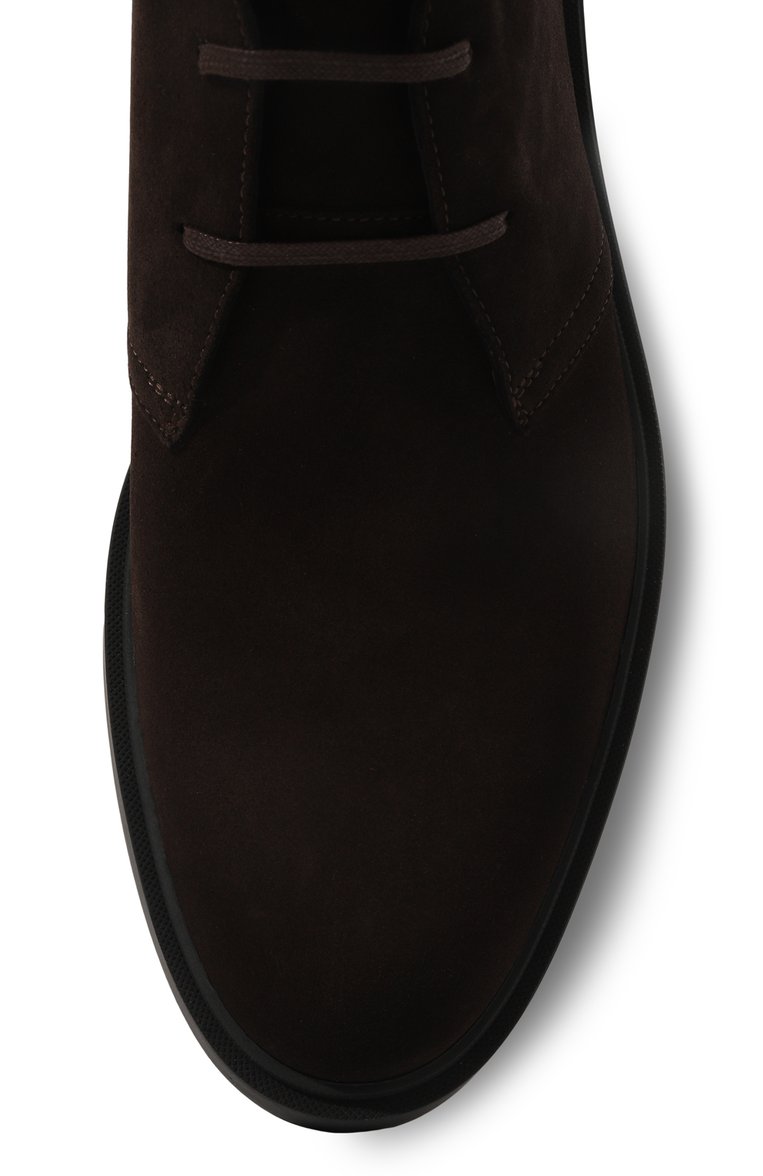 Мужские замшевые ботинки BOSS темно-коричневого цвета, арт. 50500234 | Фото 6 (Мужское Кросс-КТ: Ботинки-обувь, Дезерты-обувь; Материал внутренний: Натуральная кожа; Материал сплава: Проставлено; Материал утеплителя: Без утеплителя; Подошва: Плоская; Драгоценные камни: Про�ставлено; Материал внешний: Замша)