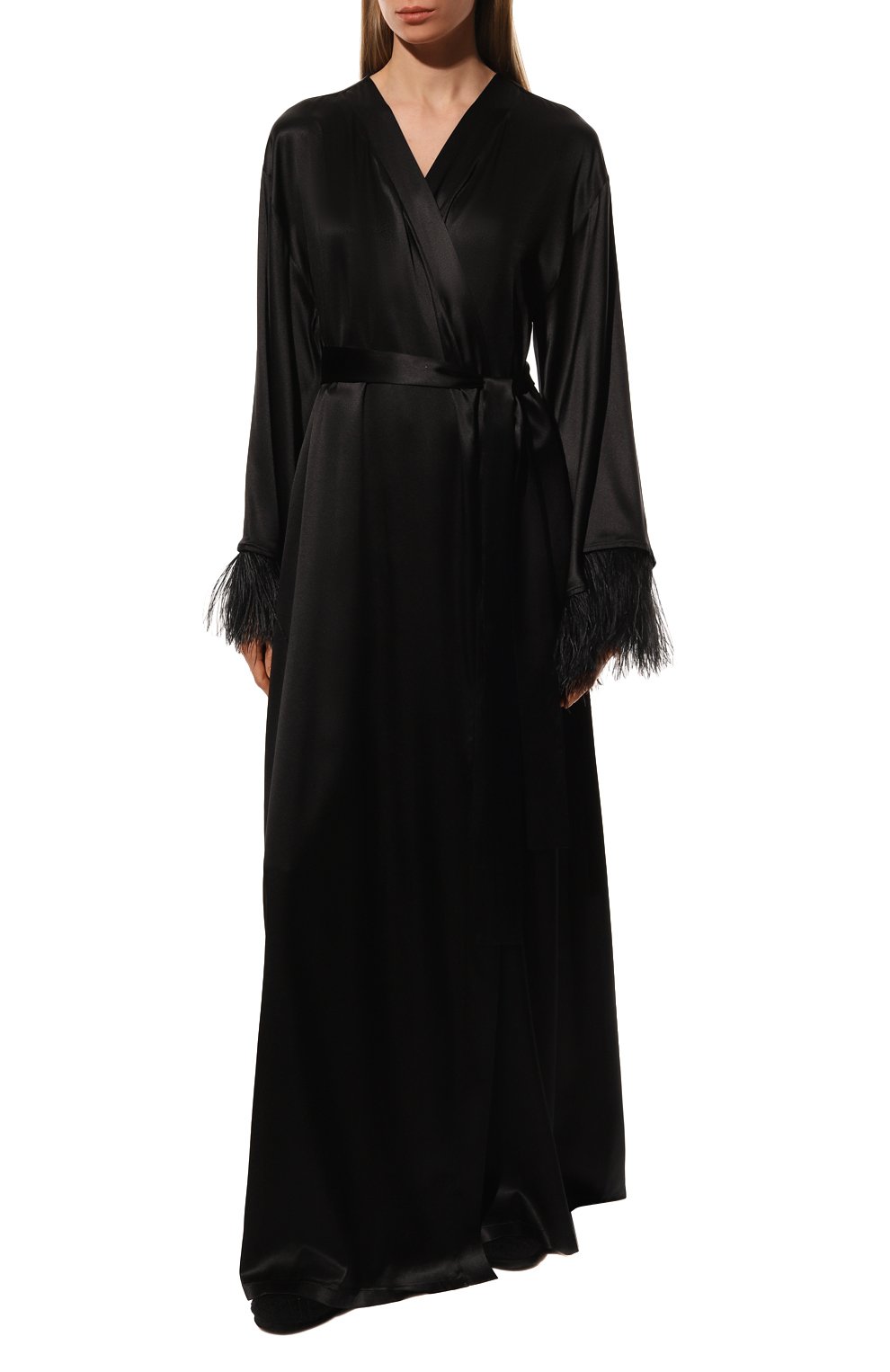 Шелковый халат с отделкой перьями I.D. SARRIERI, арт. L6476, фото 3