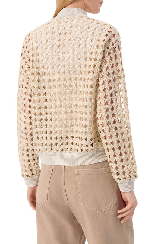 Кардиган с отделкой пайетками Brunello Cucinelli MTSR10416P Бежевый  MTSR10416P Фото 4