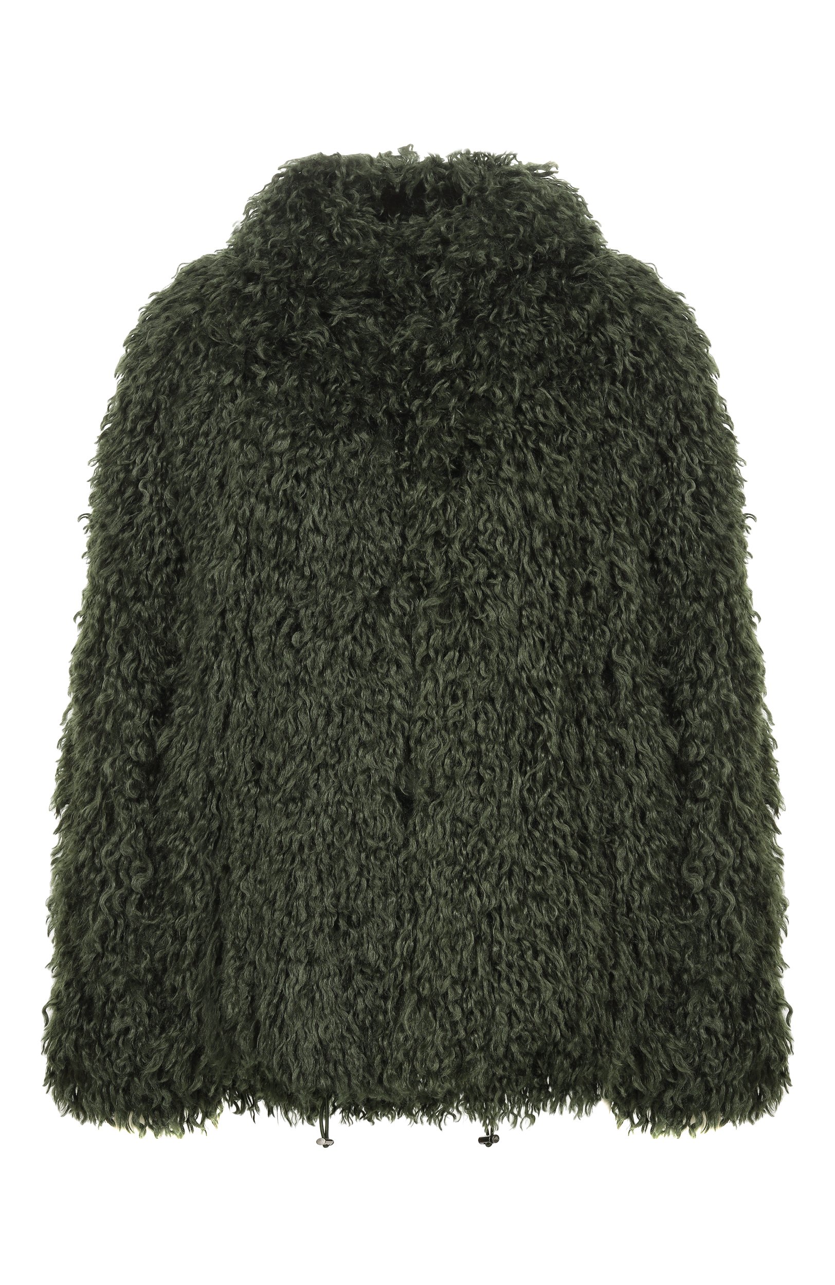 Шуба из экомеха EMPORIO ARMANI хаки цвета по цене 84150 руб., арт. EW004261/AF24389, фото 1 Шуба из экомеха EMPORIO ARMANI, арт. EW004261/AF24389, фото 1