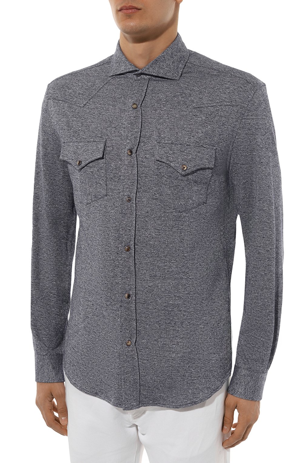 Рубашка изо льна и хлопка BRUNELLO CUCINELLI, арт. MW835B2289, фото 3