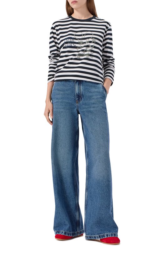 Хлопковый пуловер Zadig and Voltaire JWTS02839 Чёрно-белый  JWTS02839 Фото 2