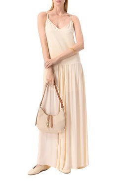 Женская сумка FURLA светло-бежевого цвета, арт. WB01634/BX3542 | Фото 7 (Драгоценные камни: Проставлено; Материал сплава: Проставлено; Ремень/цепочка: На ремешке; Размер: medium; Материал: Текстиль)