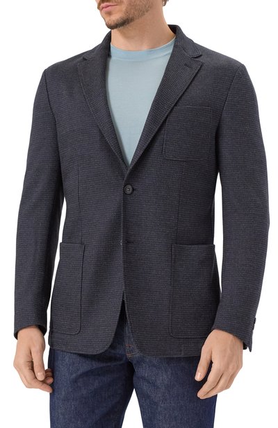 Пиджак из хлопка и шерсти CANALI темно-синего цвета по цене 113500 руб., арт. J0147/JJ02852, фото 3 Пиджак из хлопка и шерсти CANALI, арт. J0147/JJ02852, фото 3