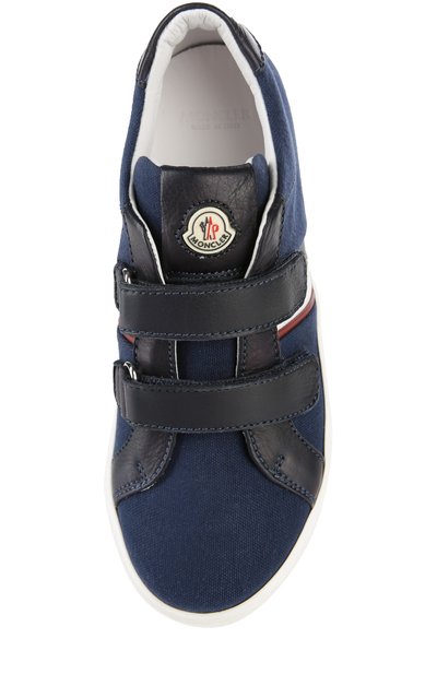Текстильные кеды с двойной застежкой велькро MONCLER ENFANT, арт. B1-954-00416-00-07963, фото 4