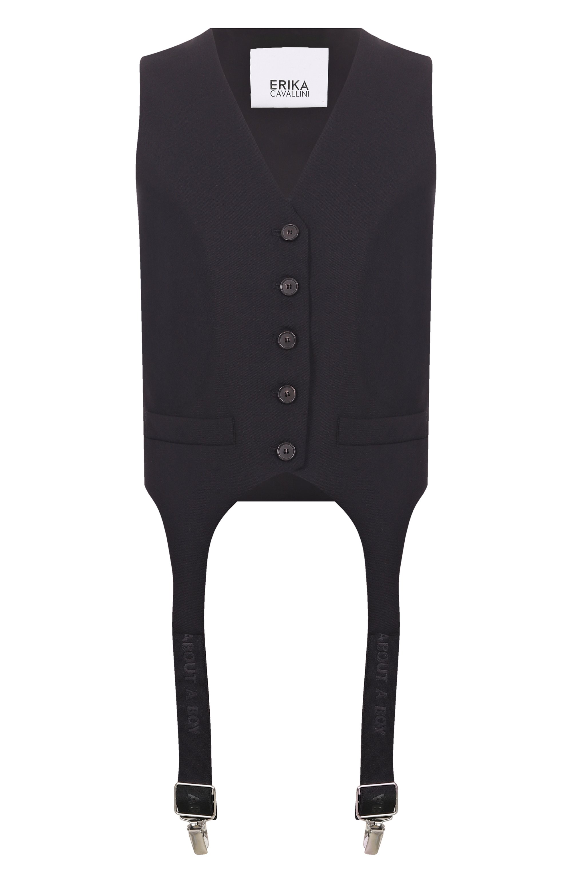 Шерстяной жилет ERIKA CAVALLINI черного цвета по цене 49950 руб., арт. P5WZ21, фото 1 Шерстяной жилет ERIKA CAVALLINI, арт. P5WZ21, фото 1