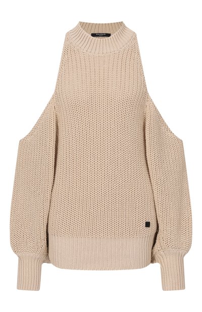 Женский хлопковый свитер BALMAIN, арт. GF0KE055/KJ69