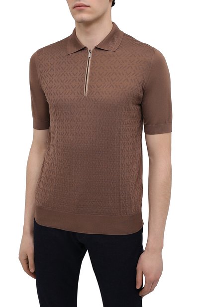 Поло с отделкой из кожи аллигатора ZILLI, арт. MBV-PZ042-GE0C1/MC01/AMIS, фото 3