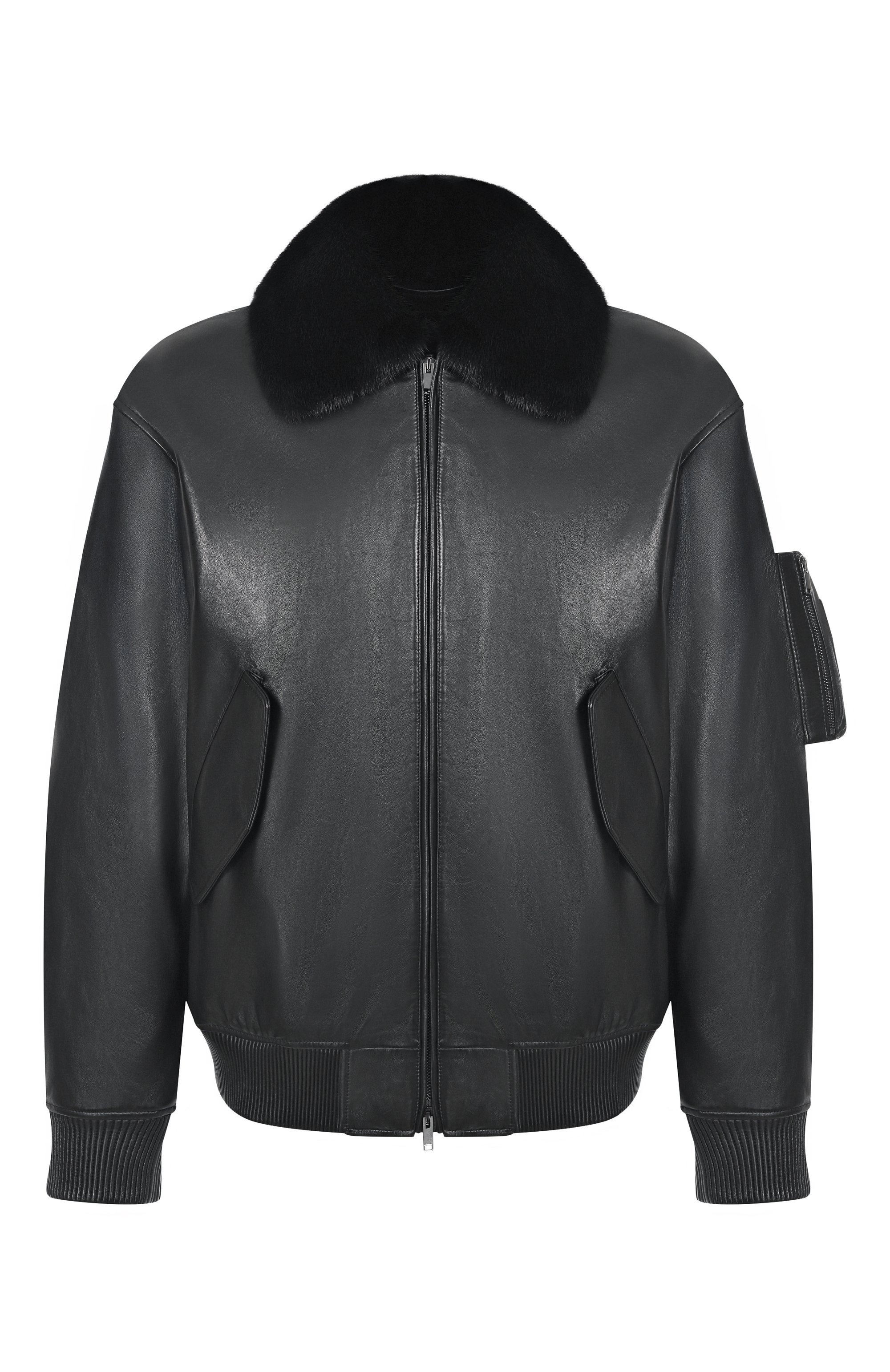 Кожаный бомбер с подкладкой из норки MVST, арт. M25.1PM.0004/PL0NGE, фото 1