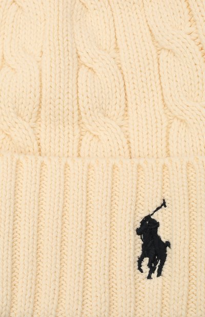 Хлопковая шапка POLO RALPH LAUREN кремового цвета по цене 8995 руб., арт. 455849474, фото 3 Хлопковая шапка POLO RALPH LAUREN, арт. 455849474, фото 3