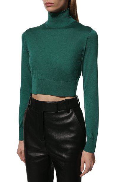 Шелковая водолазка DOLCE & GABBANA изумрудного цвета по цене 85650 руб., арт. FX807T/JASMI/0UTLET AW22-23, фото 3 Шелковая водолазка DOLCE & GABBANA, арт. FX807T/JASMI/0UTLET AW22-23, фото 3