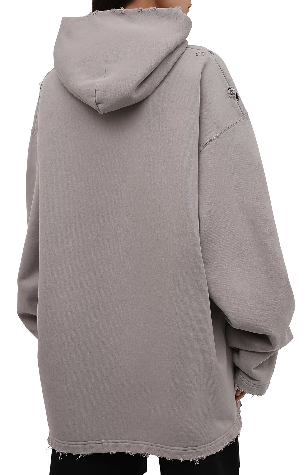 Хлопковое худи BALENCIAGA серого цвета по цене 92650 руб., арт. 661711/TKVF6, фото 4 Хлопковое худи BALENCIAGA, арт. 661711/TKVF6, фото 4
