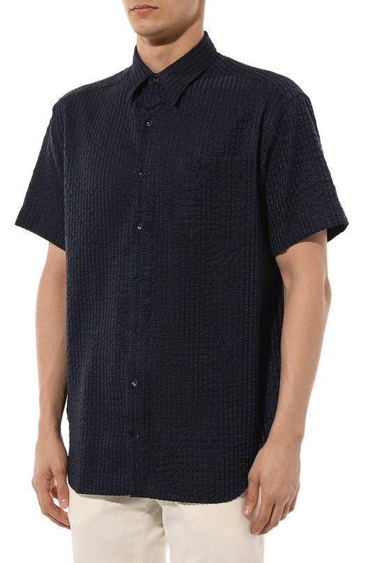 Рубашка из хлопка и шелка Giorgio Armani 4SGCC099/T04S7 Синий  4SGCC099/T04S7 Фото 3