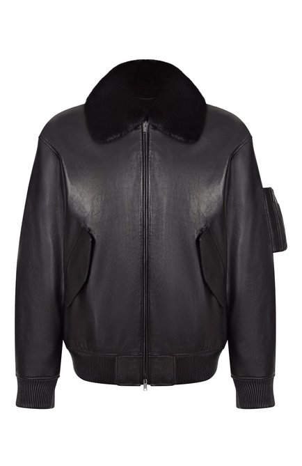 Мужской кожаный бомбер с подкладкой из норки MVST, арт. M25.1PM.0004/BIG SIZE/PL0NGE