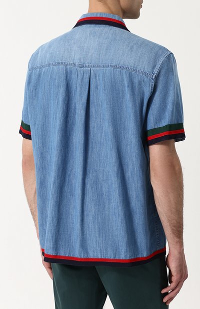Хлопковая рубашка с контрастной отделкой GUCCI, арт. 519931/XRA78, фото 4