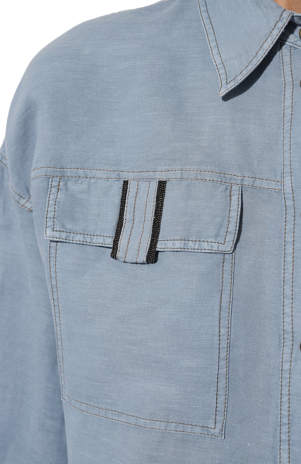 Рубашка изо льна и хлопка BRUNELLO CUCINELLI, арт. MD698B1064, фото 5