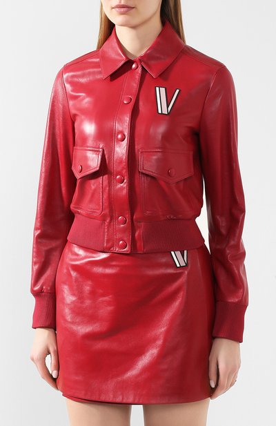 Кожаный бомбер VALENTINO красного цвета по цене 363000 руб., арт. TB3NA05H1AW, фото 3 Кожаный бомбер VALENTINO, арт. TB3NA05H1AW, фото 3