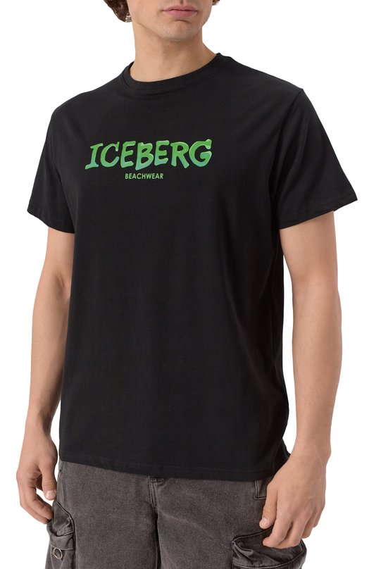 Хлопковая футболка Iceberg ICE25MTS01 Чёрный  ICE25MTS01 Фото 3