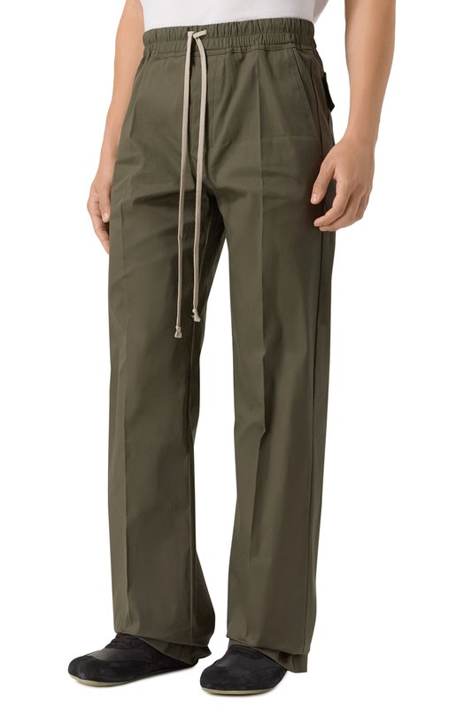 Хлопковые брюки Rick Owens RU02E1378/TE Хаки  RU02E1378/TE Фото 3