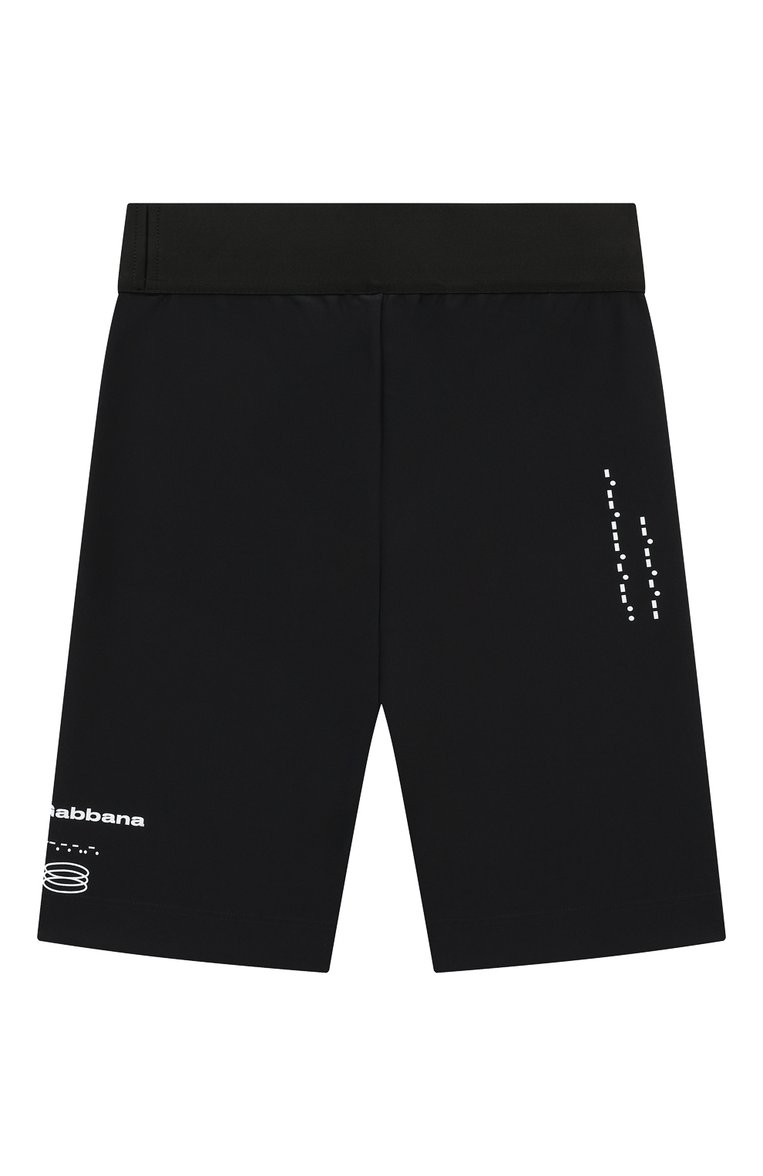 Детские шорты DOLCE & GABBANA черного цвета, арт. L8JQ98/G7M7E | Фото 2 (Материал внешний: Синтетический материал; Нос: Не проставлено; Случай: Повседневный; Дево�чки Кросс-КТ: Шорты-спорт; Автоматизация состава: Проставлено)