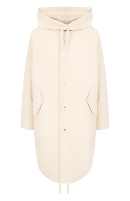 Женский хлопковый плащ JIL SANDER кремового цвета, арт. J04AH0002-J45026 | Фото 1 (Рукава: Длинные; Материал внешний: Хлопок; Материал сплава: Проставлено; Длина (верхняя одежда): До колена; Драгоценные камни: Проставлено)