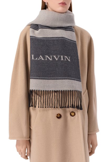 Шерстяной шарф LANVIN серого цвета по цене 35750 руб., арт. 710003784, фото 2 Шерстяной шарф LANVIN, арт. 710003784, фото 2