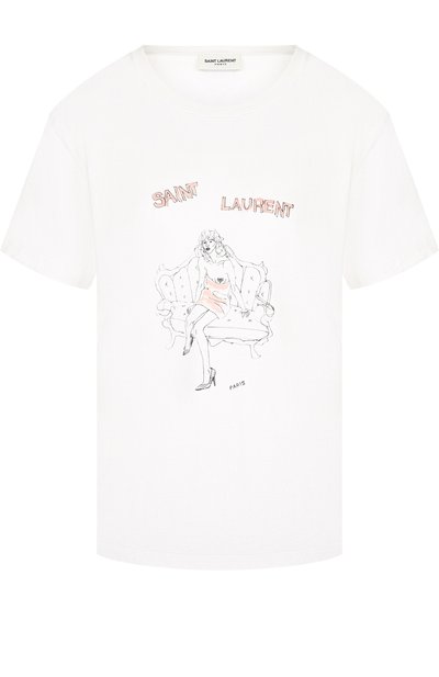Хлопковая футболка с круглым вырезом и принтом SAINT LAURENT, арт. 531944/YB2WN, фото 1