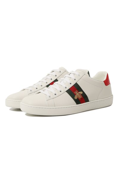 Кожаные кеды new ace GUCCI молочного цвета по цене 82700 руб., арт. 431942/02JP0, фото 1 Кожаные кеды new ace GUCCI, арт. 431942/02JP0, фото 1
