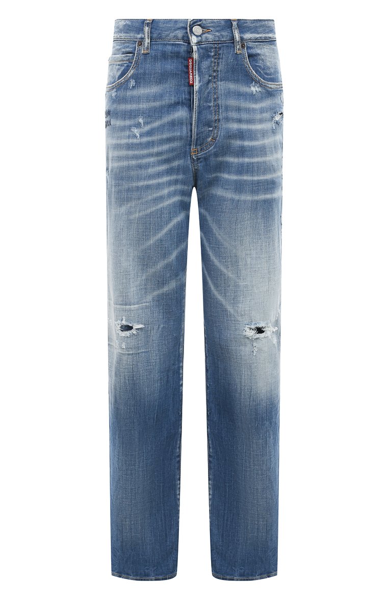 Женские джинсы roadie DSQUARED2 голубого цвета, арт. S75LB0872/S30342 | Фото 1 (Длина (брюки, джинсы): Стандартные; Материал внешний: Хлопок, Деним; Детали: Потертости; Стили: Гранж; Силуэт М (брюки): Широкие; Кросс-КТ: Деним)