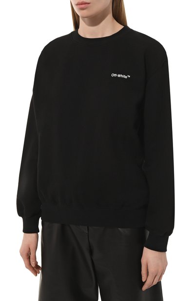 Хлопковый свитшот OFF-WHITE черно-белого цвета по цене 68950 руб., арт. OWBA046C99JER001, фото 3 Хлопковый свитшот OFF-WHITE, арт. OWBA046C99JER001, фото 3