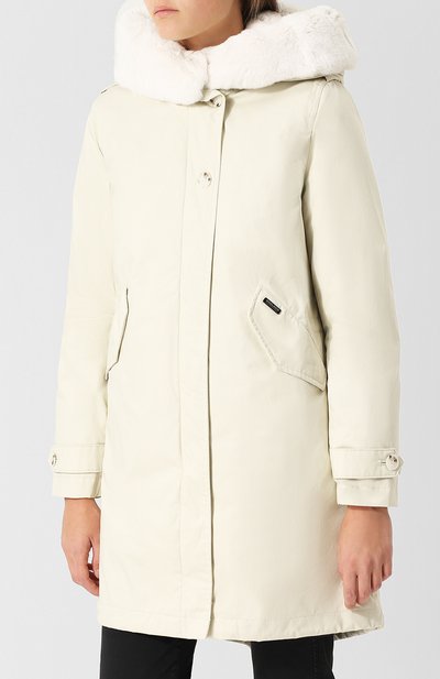 Хлопковая парка с капюшоном из меха кролика WOOLRICH, арт. WWCPS2629/LM10, фото 3