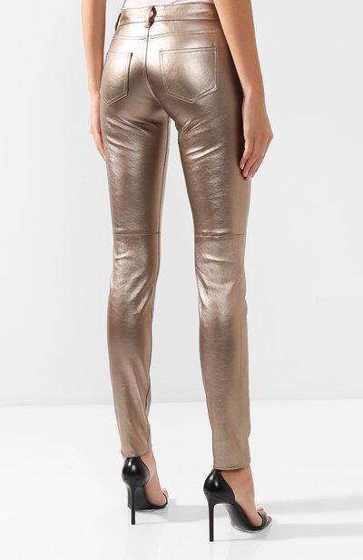 Кожаные брюки прямого кроя SAINT LAURENT, арт. 481868/YC2RC, фото 4