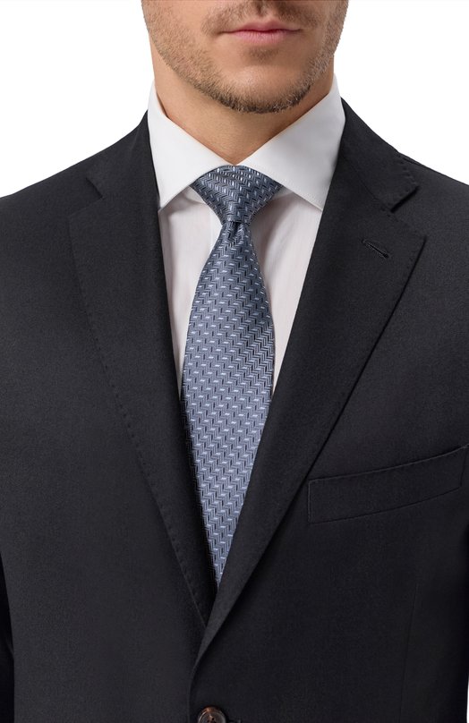 Шелковый галстук Canali 18/HJ04552 Голубой  18/HJ04552 Фото 2