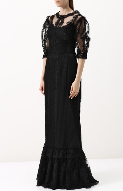 Приталенное платье-макси с кружевной отделкой DOLCE & GABBANA, арт. F68N6T/FLMFB, фото 3