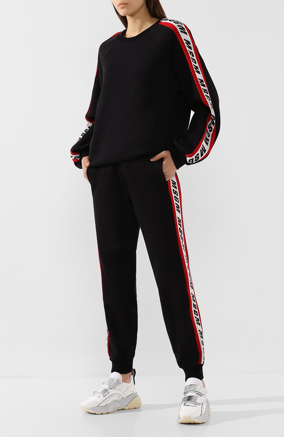 Хлопковые брюки MSGM черного цвета по цене 25650 руб., арт. 2741MDP62 195799, фото 2 Хлопковые брюки MSGM, арт. 2741MDP62 195799, фото 2