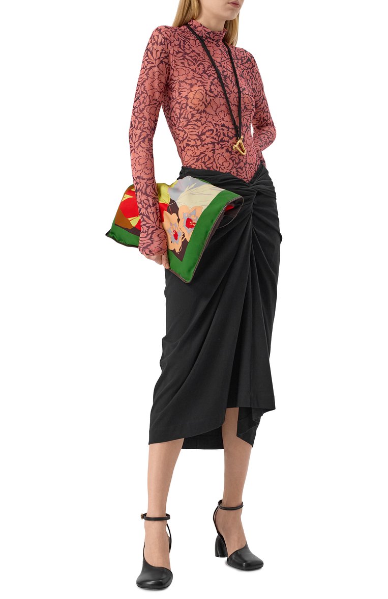 Женская водолазка DRIES VAN NOTEN розового цвета, арт. 251-011159-1619 | Фото 2 (Рукава: Длинные; Материал внешний: Синтетический материал; Длина (для топов): Стандартные; Женское Кросс-КТ: Водолазка-одежда; Стили: Кэжуэл)