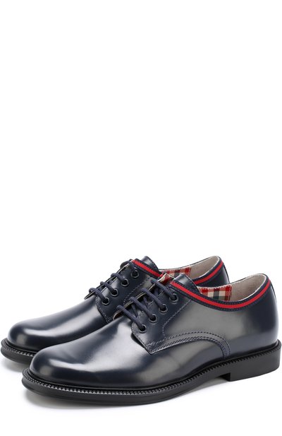 Кожаные дерби с текстильной отделкой GUCCI, арт. 477514/D7310, фото 1