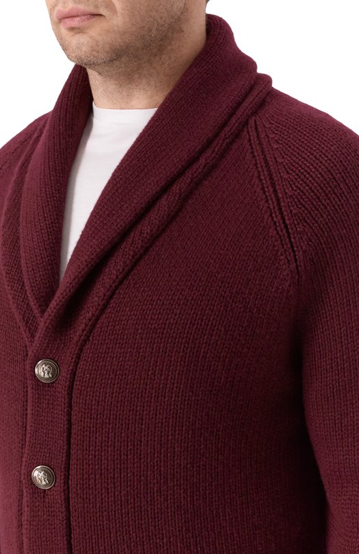 Кашемировый кардиган Brunello Cucinelli MA2300726 Бордовый  MA2300726 Фото 5